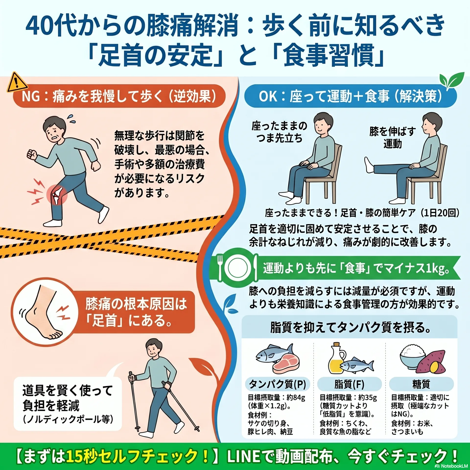 【40代以上必見】病院でも治らない「膝の痛み」、実は足くびが原因でした！